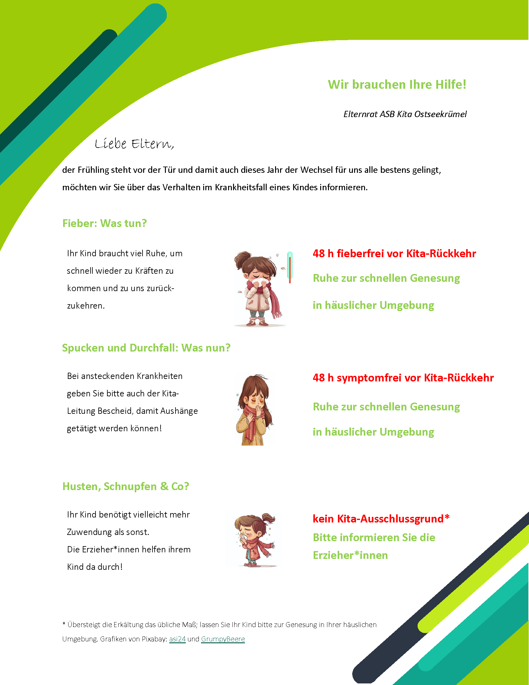 Elterninformation Verhalten im Krankheitsfall